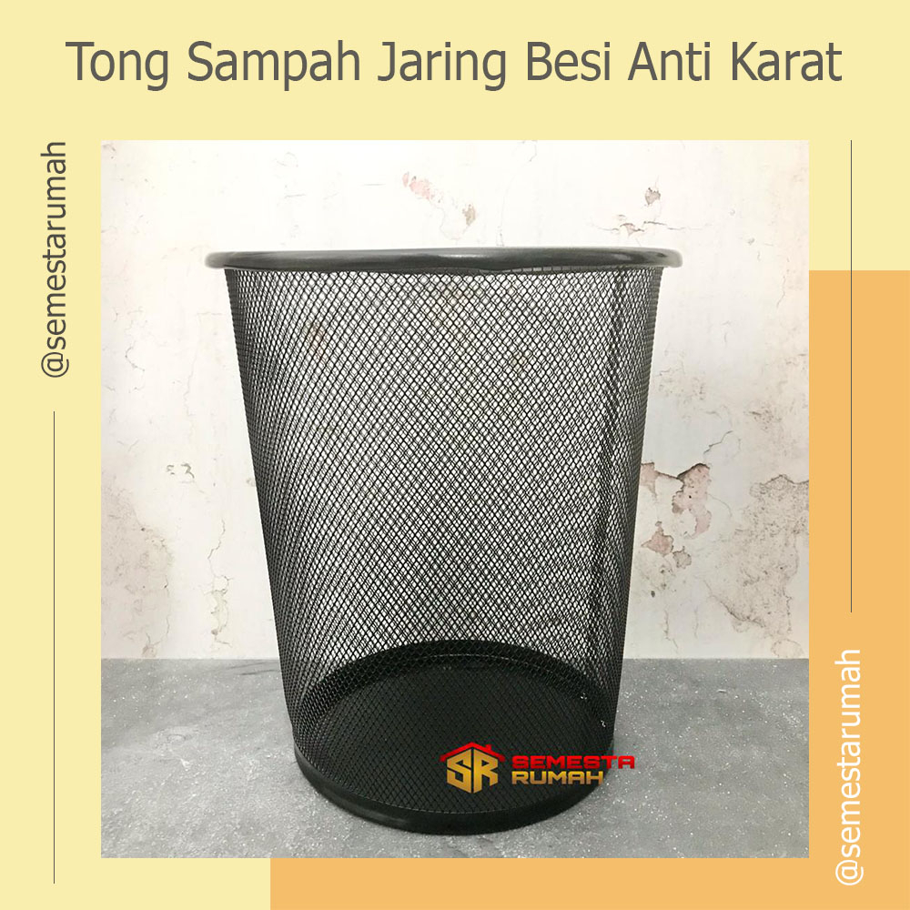 KERANJANG SAMPAH HITAM JARING / TONG SAMPAH KAWAT / TONG ANTI KARAT