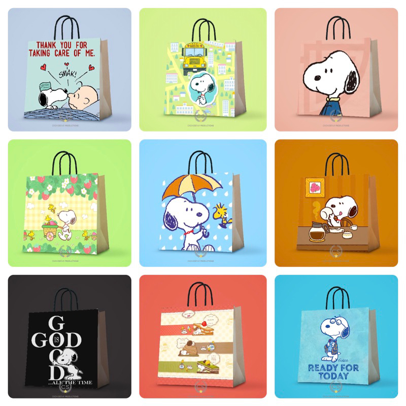 

Paperbag Custom Snoopy Goodie Bag Ulang Tahun Anak Hampers Birthday Tas Kado Shooping Bag Tas kertas Flower Box