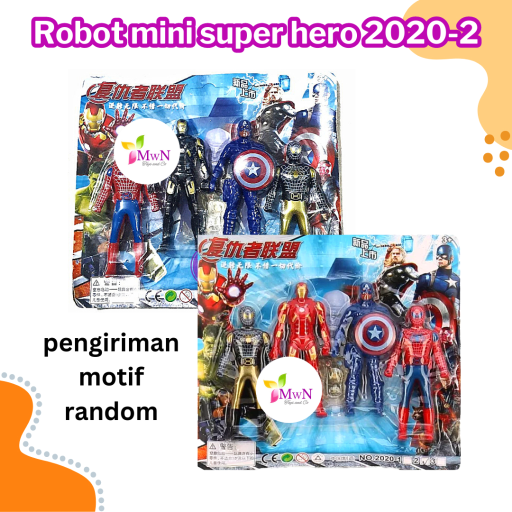 MWN Mainan Robot Mini Super Heroes 4 pcs No.2020-2