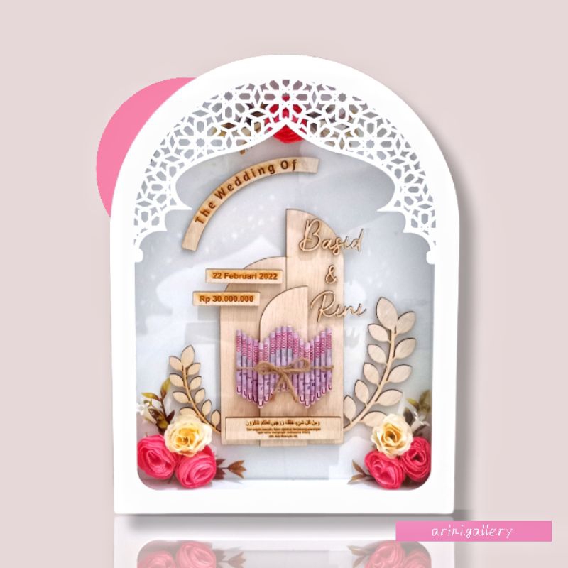 Bingkai Mahar Lengkung - Bingkai Mahar Dome - Bingkai Mahar Ukiran Kayu - Bingkai Mahar Estetik - Bi
