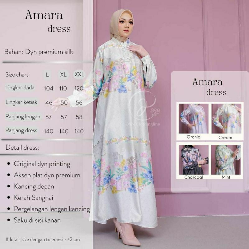 DYN Amara Dress Lebaran Silk Premium Gamis Kondangan Kekinian