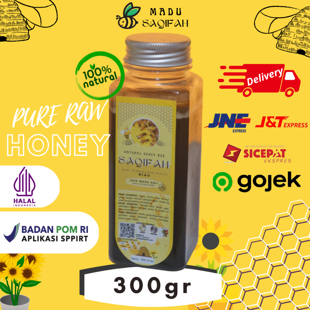 

Alami Pure Natural Raw Honey Bee SAQIFAH - Madu Murni 100% Asli Dari Nektar Akasia Sumatra - 300gr