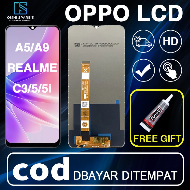 【ORIGINAL】LCD TOUCHSCREEN OPPO A5 2020 OPPO A9 2020/ REALME C3 ORIGINAL HITAM - LCD REALME 5i REALME 5 A11X A31 FULLSET ROIGINAL NEW