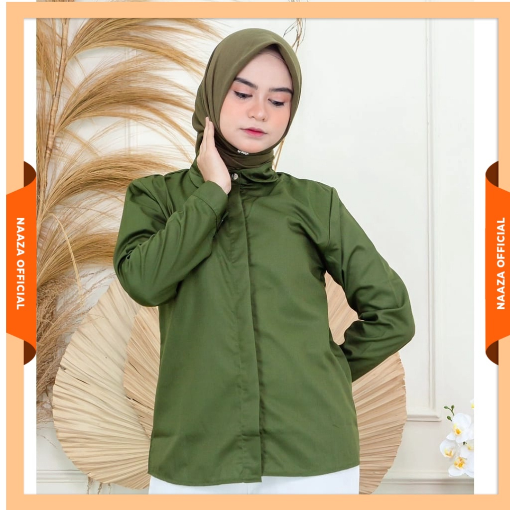 Kemeja wanita polos hijau Army Toyobo