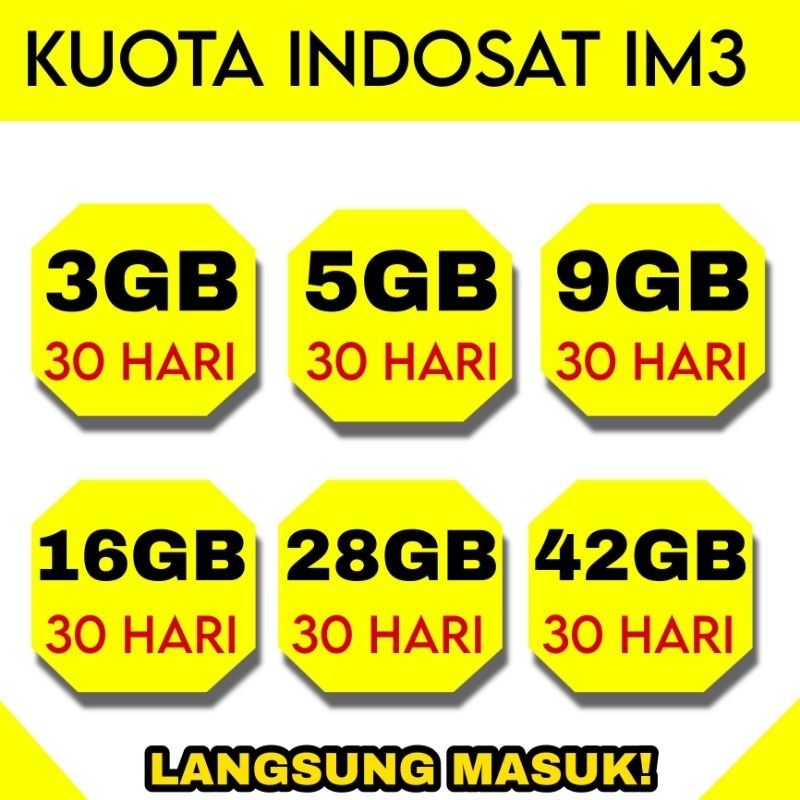 Kuota IM3 Murah 3GB, 5GB, 16GB, 50GB FULL 30 HARI