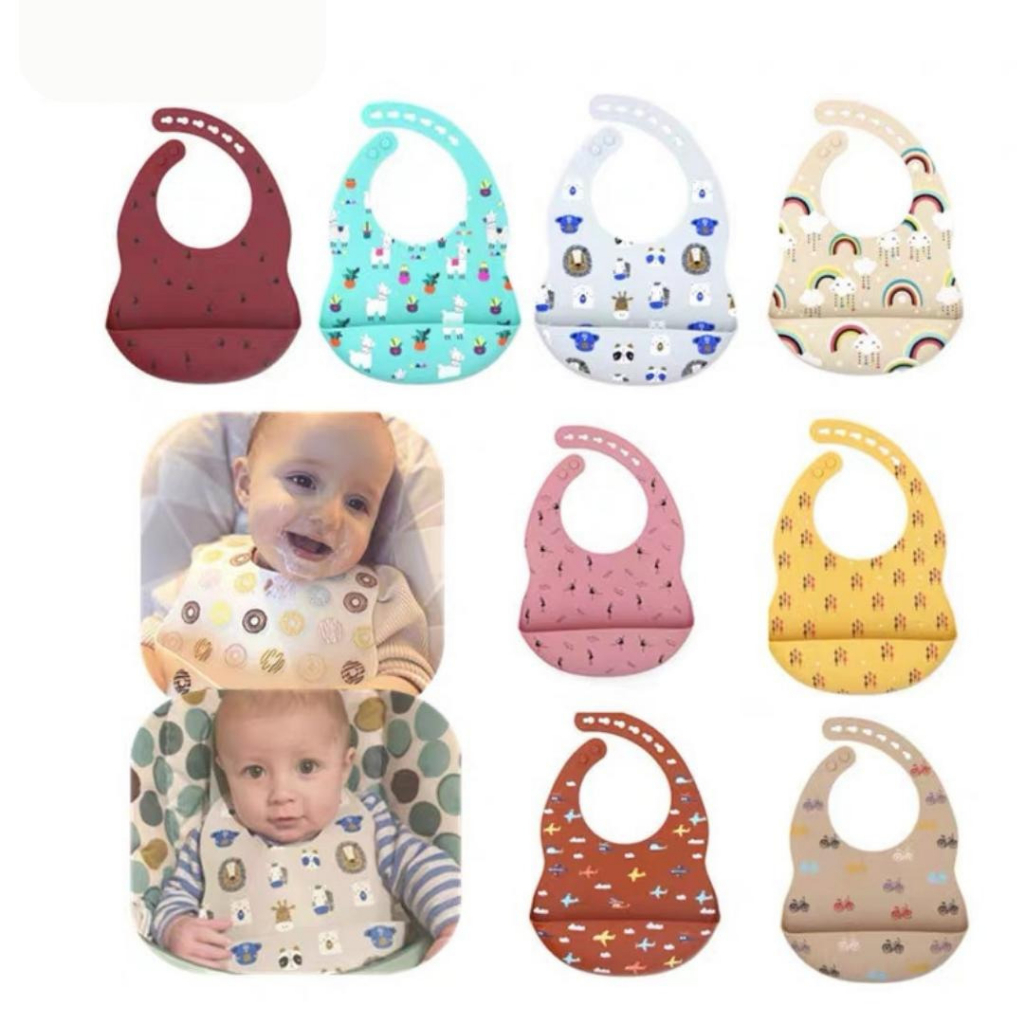 Premium Baby Bibs Silikon Celemek Makan Bayi Feeding Silicone OLL-YSN201