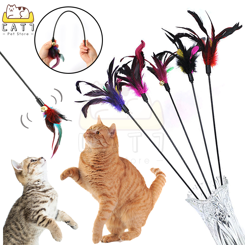 Tongkat Tikus Mainan Kucing Bulu Warna Dengan 7 Warna Stick Interaktif Cat Toys Mainan Lucu Kucing