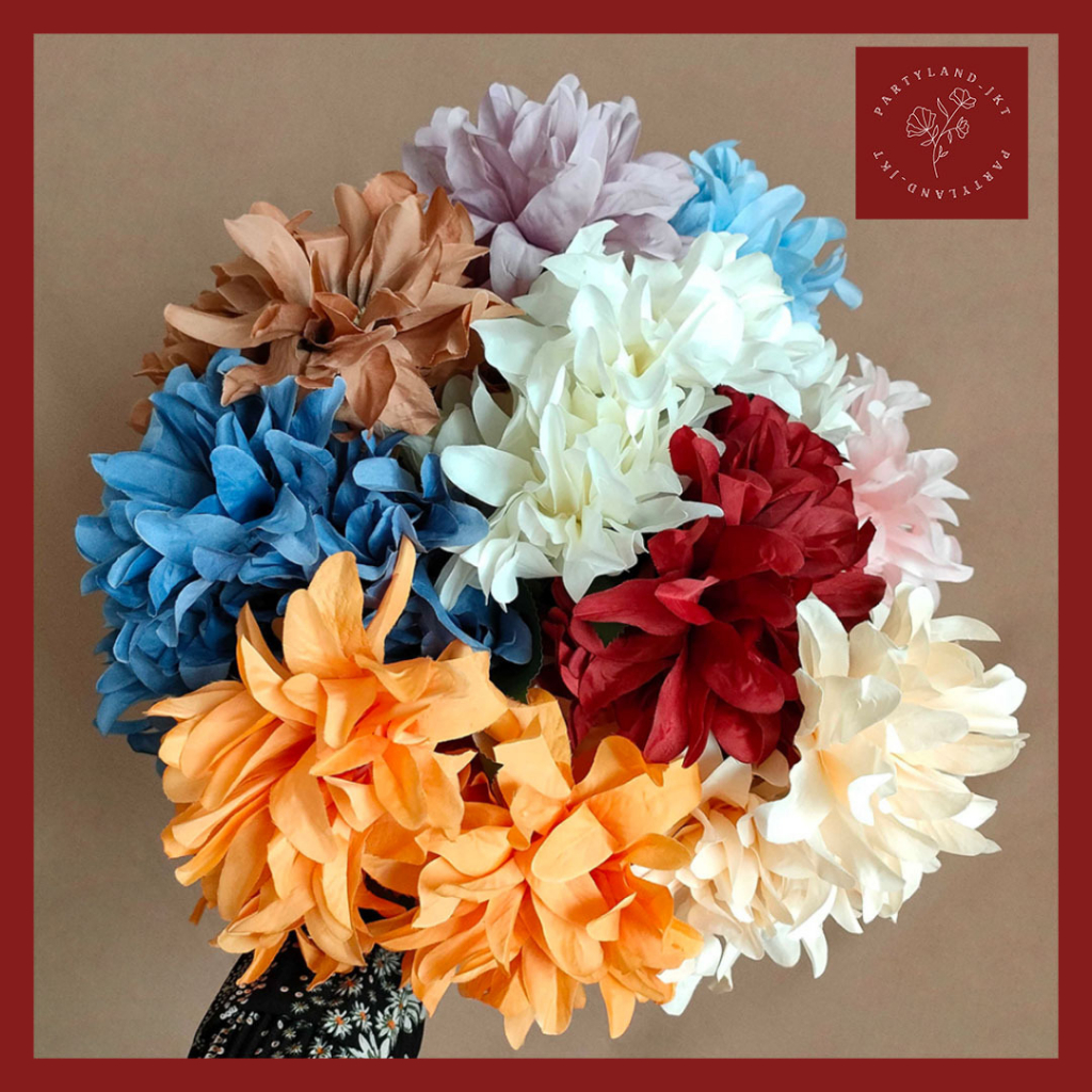 Artificial Jumbo Semi Cactus Dahlias K5 Premium Bunga Palsu Dekorasi Wedding Bunga Plastik Artificial Flower Decoration