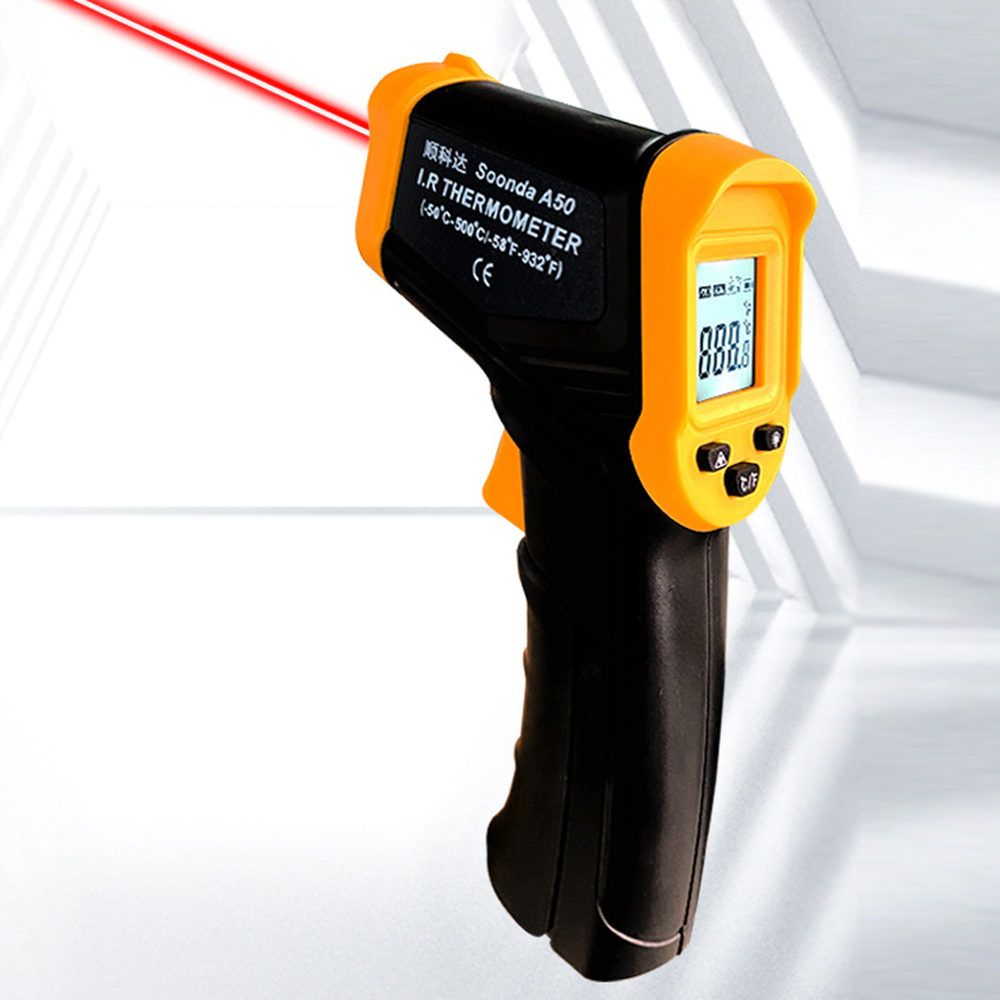 Infrared Thermometer Industrial LCD Backlight -50℃~500℃ Soonda A50