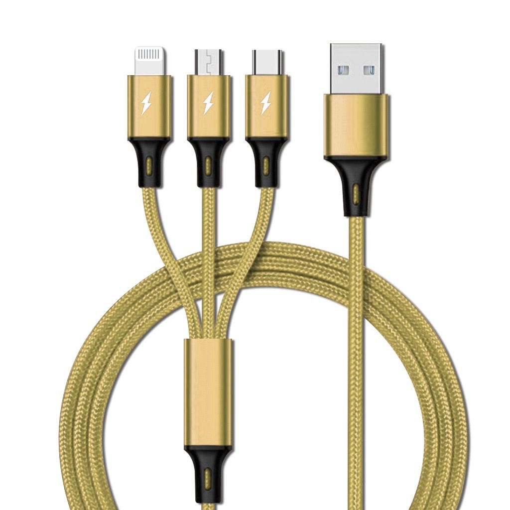 VIBOX 6A Kabel Data usb 3in1 Primary Colors Micro+Lightning+Type-C 1.2M 120CM Fast Charging 120w by.sultan