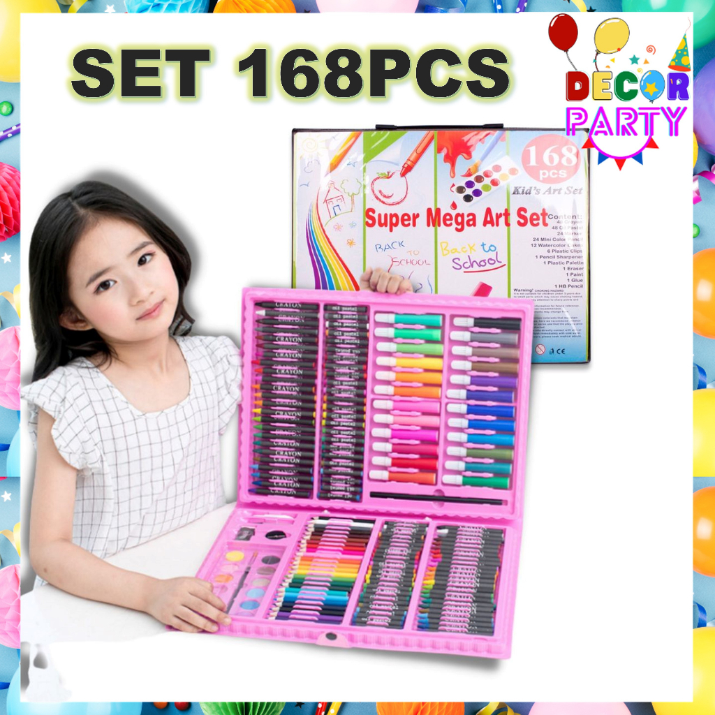 

DP Drawing Set 168Pcs Oil Pastel Crayon 168IN 1 Set Krayon Mewarnai dan Melukis Lengkap dengan Cat Air Alat Mewarnai Anak Anak Bentuk Koper