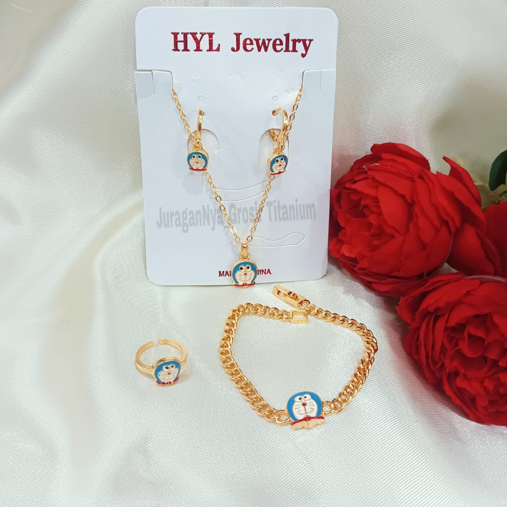 SET LENGKAP ANAK MOTIF VARIASI KARAKTER JURAI PERHIASAN FASHION ANTI KARAT