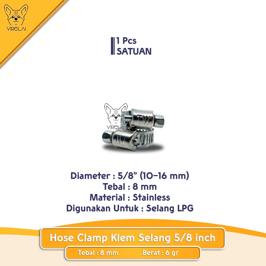 Stainless Klem Selang / Hose Clamp / Klem Gas 5/8&quot;; 1/2&quot;;  3/4&quot;; 7/8&quot;; 1&quot;; 1 1/4&quot;; 1 1/2&quot;; 1 3/4&quot;; 2&quot;; 2 1/4&quot;; 2 1/2&quot;; 3&quot;; 3 1/2&quot;; 4&quot;  [TW]