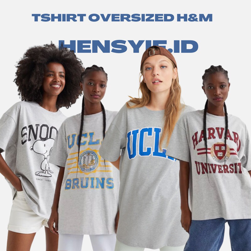 [SALE] Tshirt Kaos Oversize H&M UNIVERSITY HARVARD,SNOOPY & UCA, 100% Katun 100% ORIGINAL