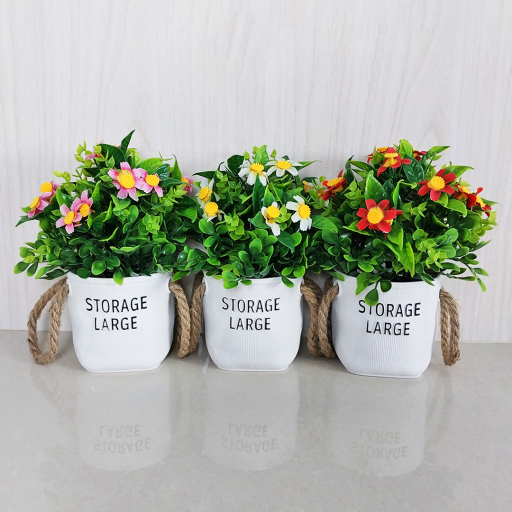 AND / COD / Pot Bunga Hias Plastik / Tanaman Hias Bunga Palsu / Artificial Flower Import Termurah / Bunga Hias Cantik Dekorasi Ruangan / Bunga Hias Palsu PBP165