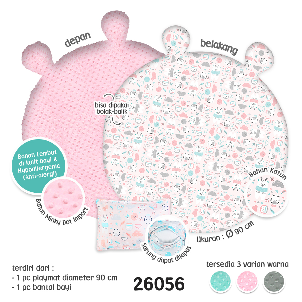 Kiddy Minky Blinky Baby Playmat + Pillow / bantal bayi /  Alas Bayi / 26056