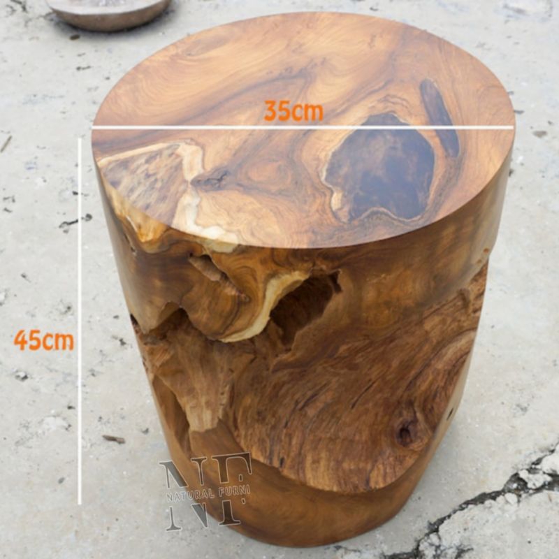 Bangku / Kursi Stool Unik Akar Kayu Jati Natural