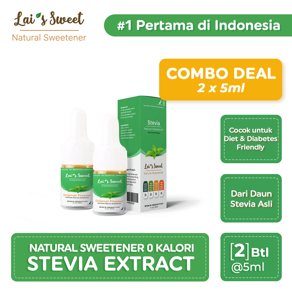 

Lai's Sweet Stevia Cair Paket hemat 5ml | 2 Botol BPOM