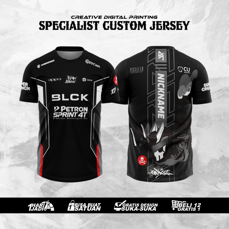 JERSEY GAMING BLACKLIST INTERNATIONAL ESPORTS FREE NICKNAME FULL PRINTING