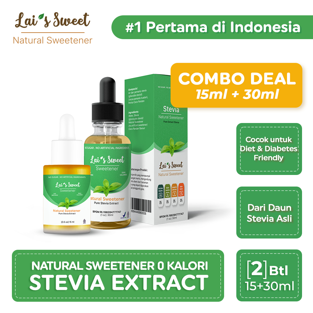 

Lai's Sweet Stevia 30ML + 15ML HALAL BPOM
