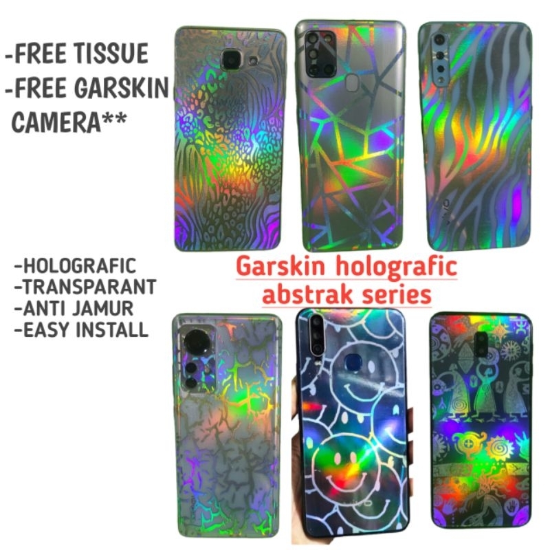 garskin hp + garskin camera Holografic abstrak all type