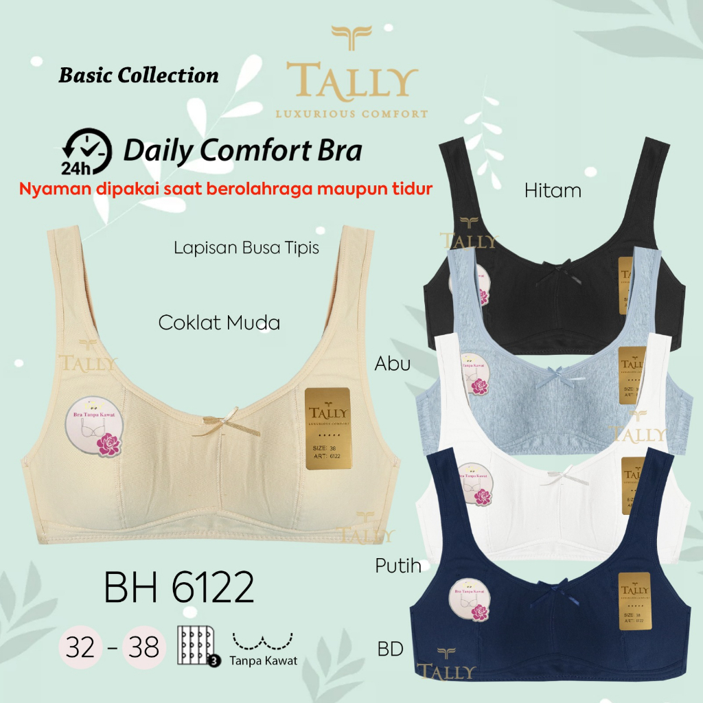 Bh Sport Bra Tally 6122 , 6233 (Cup A) Katun | Tanpa Busa Tanpa Kawat |fjc