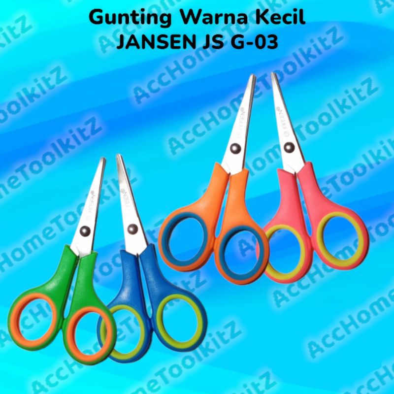 Gunting Kertas Sebaguna Scissors Original Gunting Warna Stainless Steel Renteng 12 pcs Ukuran Kecil Jansen GS-03 Rentengan 12pcs