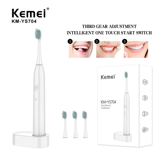 KEMEI YS704 ORIGINAL SIKAT GIGI ELEKTRIK ANAK &amp; DEWASA sonic electric toothbrush USB WIRELESS CHARGING KM-YS704