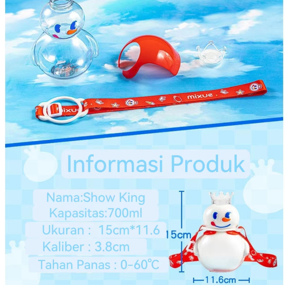 Botol Minum Mixue Tumbler / Mixue Show King Botol 700ml /  700ml Botol Minum Viral MIXUE