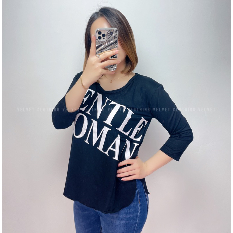 Kaos Oversize Wanita Lengan 7/8 / Kaos Oversize Jumbo Lengan Panjang / Kaos Oversize Slit