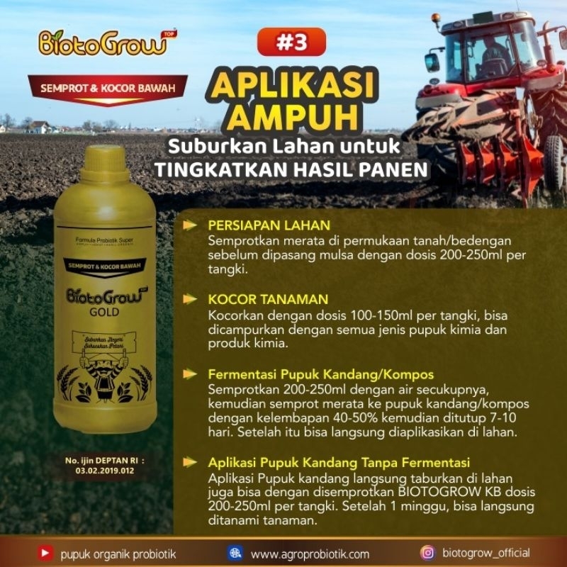 BIOTOGROW GOLD 1 LITER DUO AMPUH SEMPROT DAN KOCOR BAWAH FORMULA PROBIOTIK SUPER M21