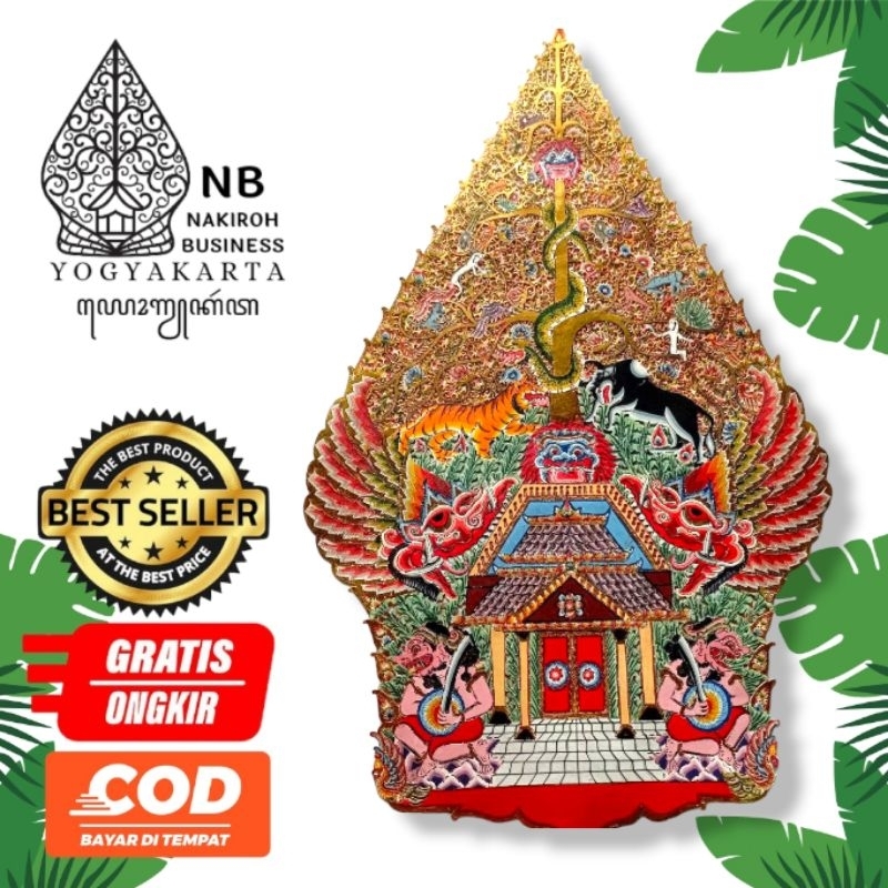 NAKIROHBUSINESS GUNUNGAN KAYON Jumbo Wayang Kulit Kerbau ASLI Ukuran 80cm Standar Dalang