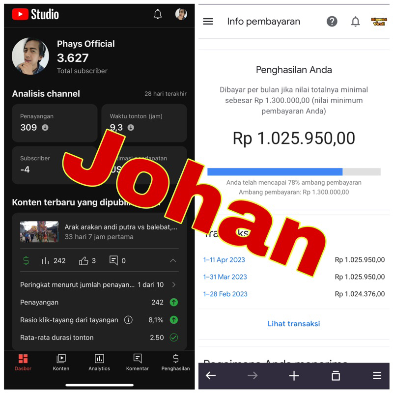 Channel youtube Monetisasi dan adsense pin