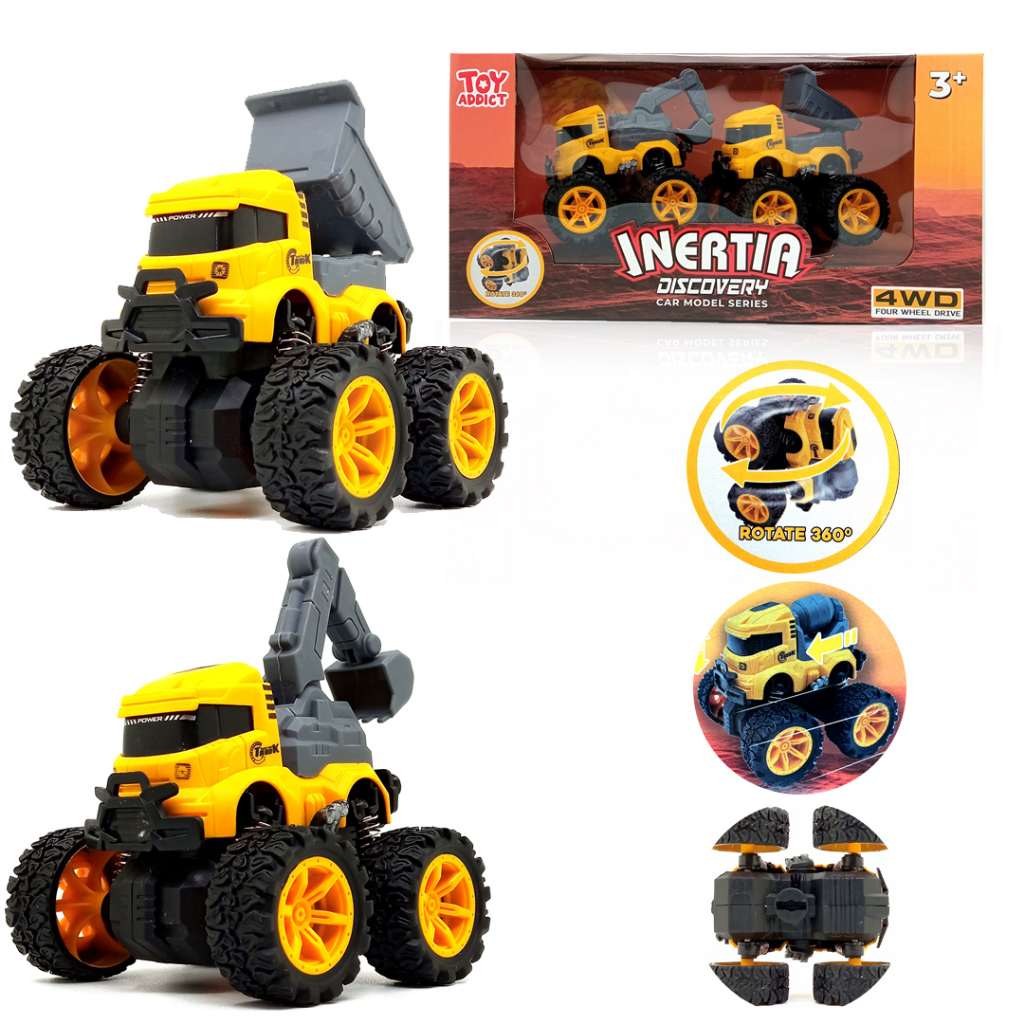 Toy Addict 2-in-1 Inertia Discovery Car Mainan Anak Mobil Konstruksi