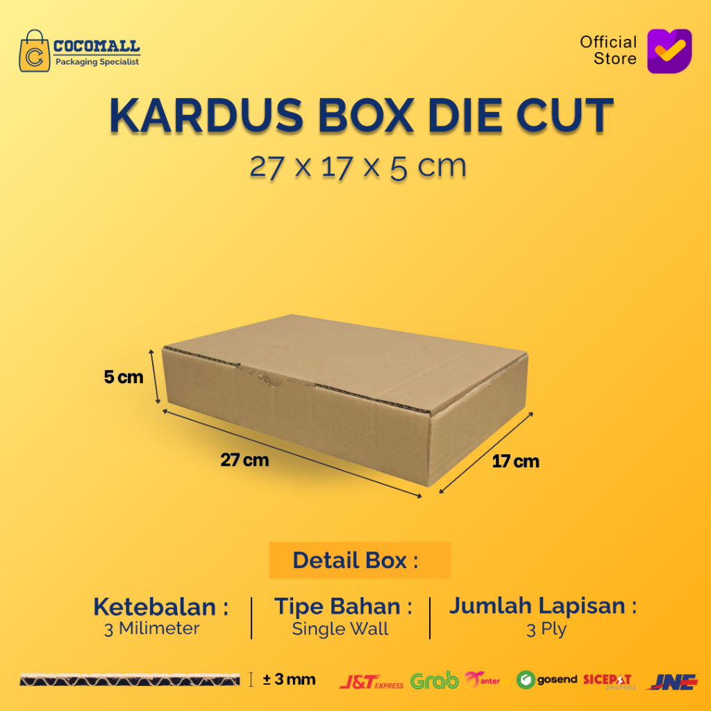 

Kardus Box Die Cut 27x17x5 CM Dus Packing Packaging Hampers Polos