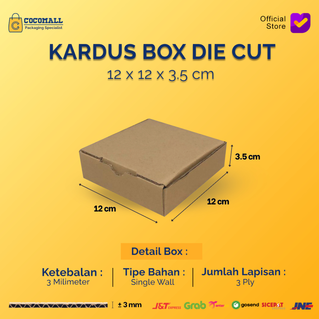 

Kardus Box Die Cut 12x12x3,5 CM Kotak Packing Hampers Polos