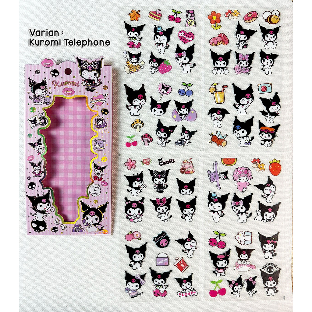 STIKER KUROMI MY MELODY CINNAMOROLL PET DECORATION SANRIO ISI 4 LEMBAR TRANSPARANT SUDAH CUTTING @banyak