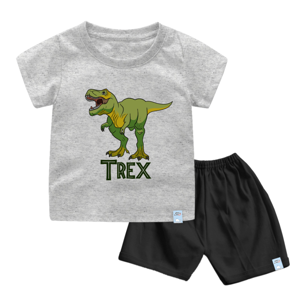 Baju Anak Laki laki Setelan Anak Laki Laki Dinosaurus Bahan Katun Combed 30s