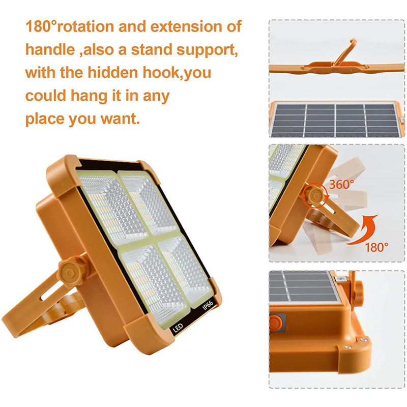 Lampu Kerja Emergency Surya Tahan Air 4 Mode USB Charging / Lampu Luar Ruangan Camping 336LED / Lampu Solar Panel 1000W Spotlight Searchlight