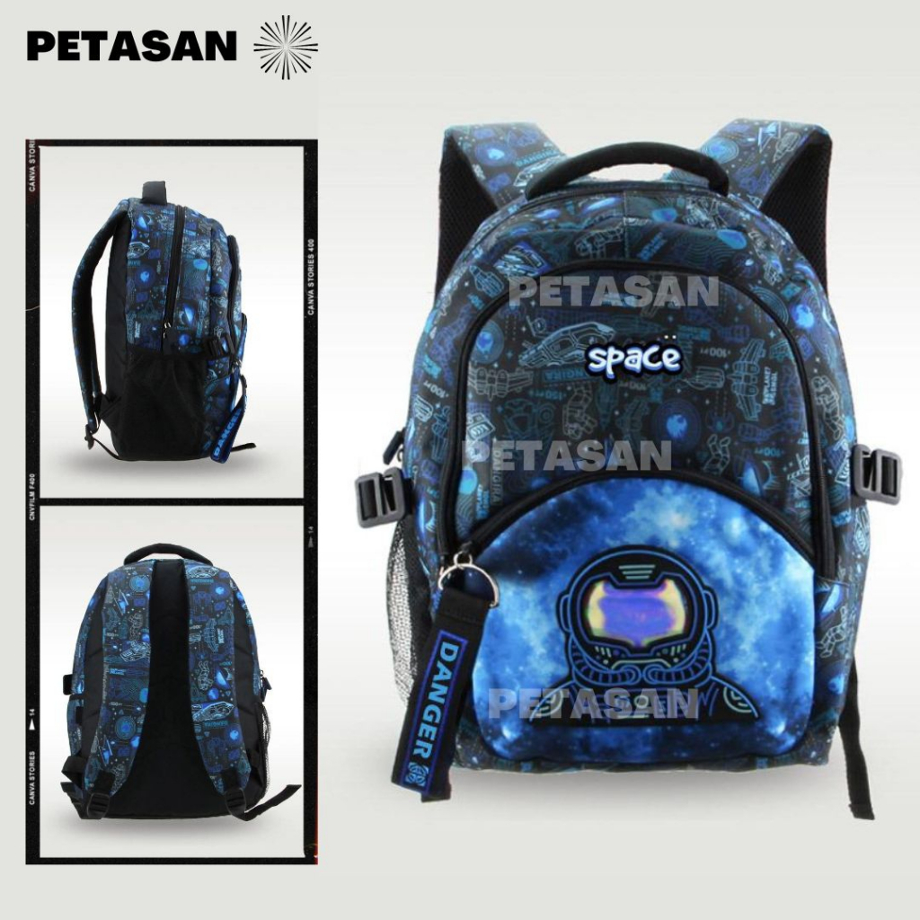 PTS - Tas Ransel Sekolah Anak Laki Laki SD - Space Kids School Backpack - Ransel Luar Angkasa -  Ransel Astronout