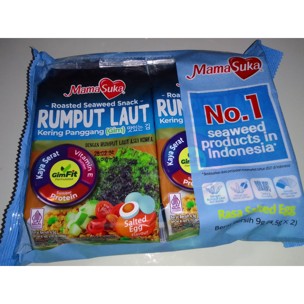 

2 PCS MamaSuka Rumput Laut Panggang Roasted Seaweed Rasa Salted Egg