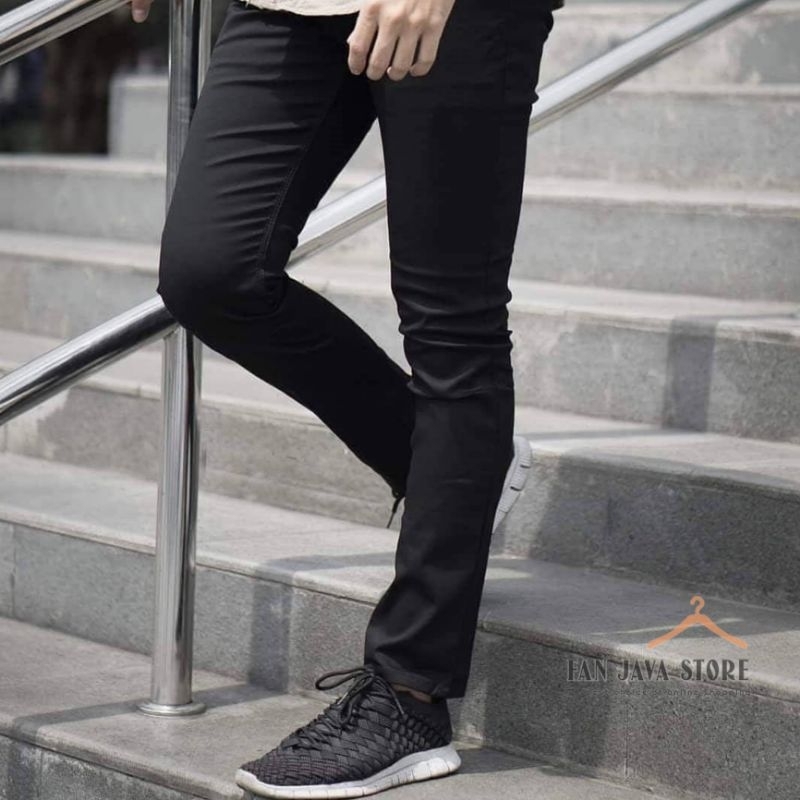 Celana Chino panjang SlimFit 28-38 Hitam Premium Quality