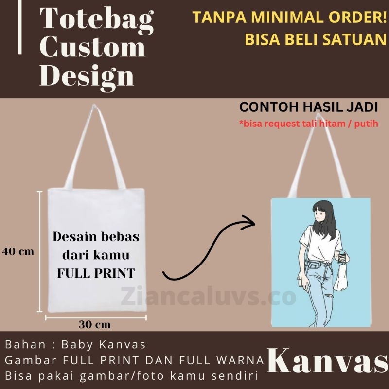 Totebag Custom Kanvas FULL PRINT 30×40cm Satuan