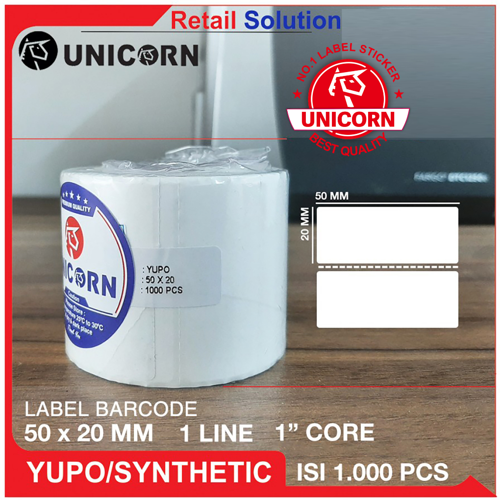 Stiker Label Barcode YUPO Synthetic 50x20 mm / 50x20mm / 50 x 20 mm