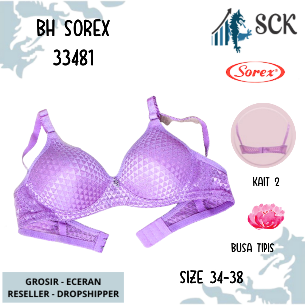 BH SOREX 33481 Busa Sedang Tanpa Kawat Kait 3 Setara Cup B-C / BH SOREX Busa Tipis / Pakaian Dalam Wanita