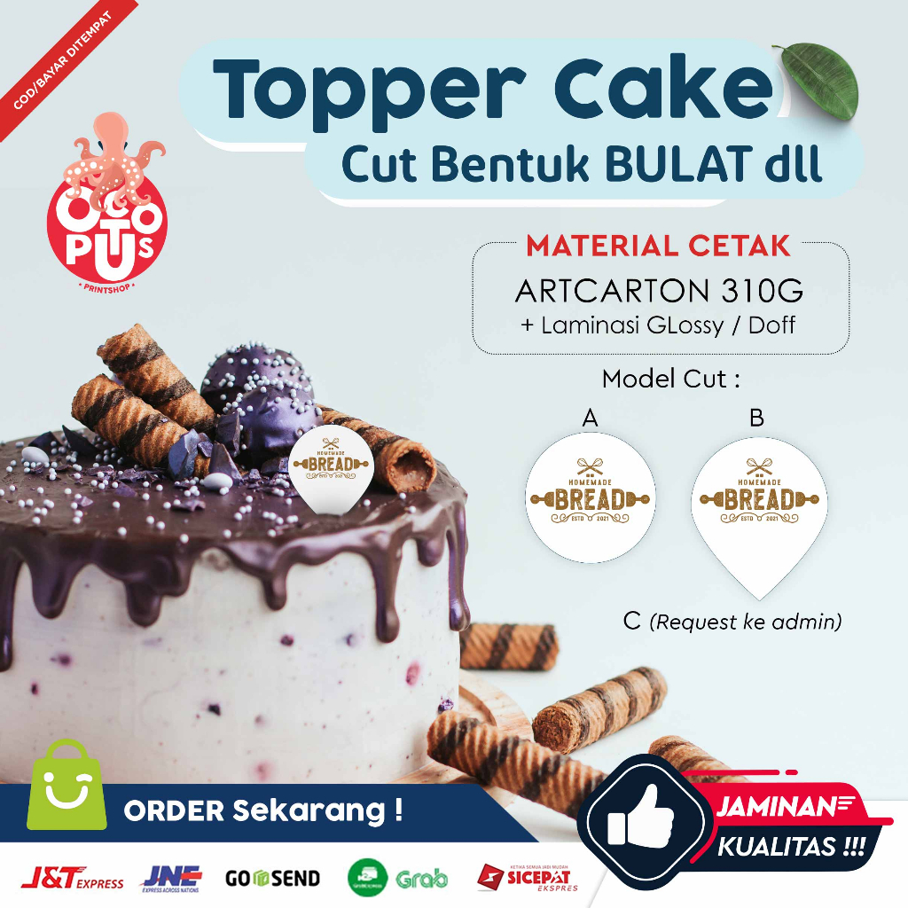 

TOPPER CAKE CUSTOM BENTUK 1 SISI ARTCARTON 310GSM A3+