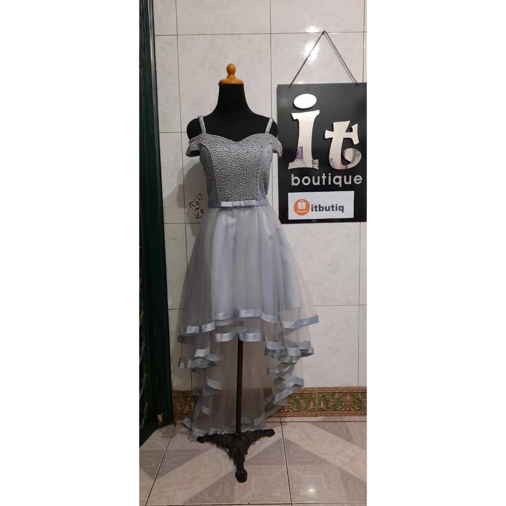 Dress tutu mullet abu silver pink fuchia gaun pesta bridal bridesmaid fio294