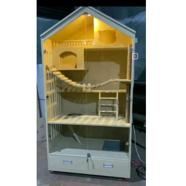 kandang kucing custom bahan kayu mewah playground cat house