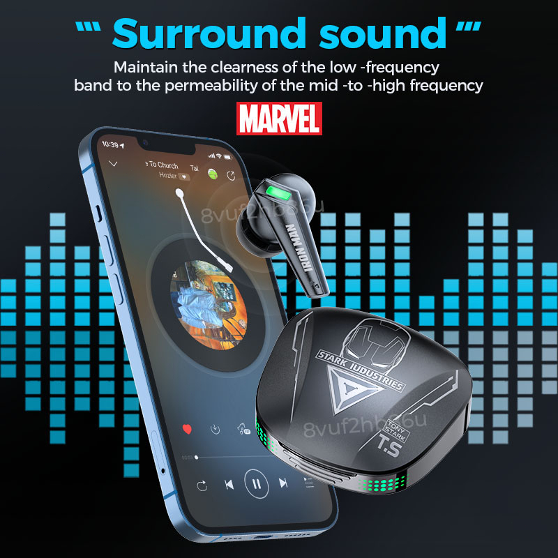 【Marvel Series】Disney S18 Earphone Bluetooth 5.3 TWS Wireless Gaming Headset With Mic HiFi Stereo Noise Reduc Earplugs