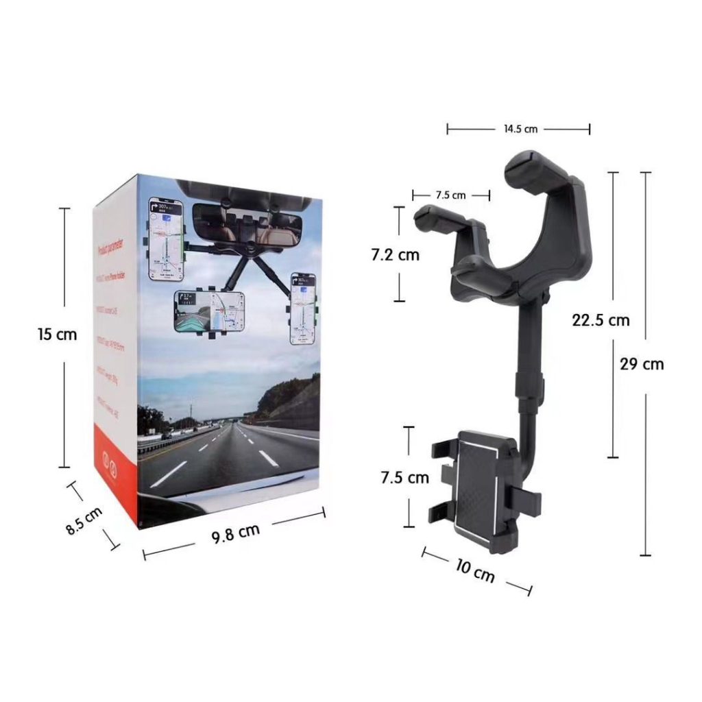 ( BA) Holder Hp Mobil Putar 360 derajat Holder Kaca Spion Multifungsi